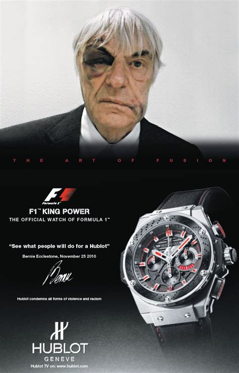 hublot ecclestone advert|Hublot’s Tactic With The Blackeyed Bernie Ecclestone Watch Ad.